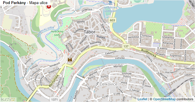 Pod Parkány - mapa ulice