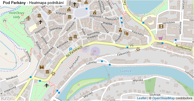 Pod Parkány - mapa podnikání