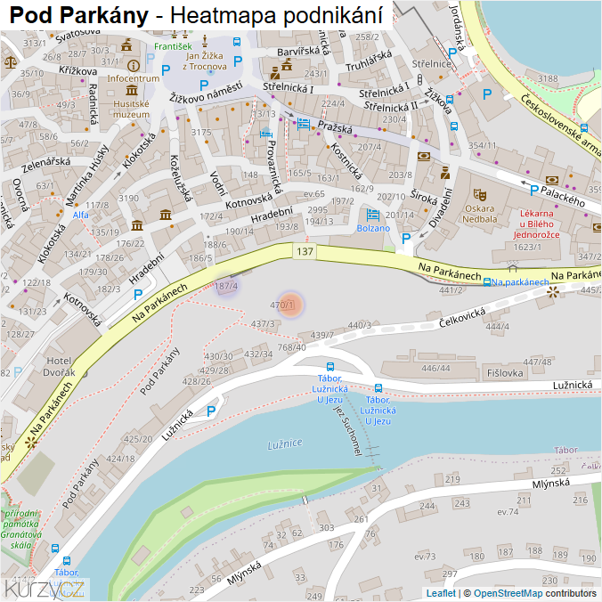 Mapa Pod Parkány - Firmy v ulici.