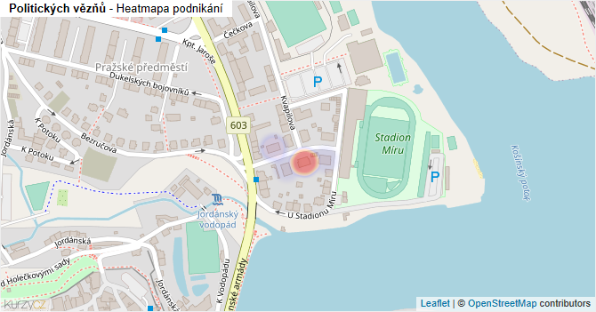 Politických vězňů - mapa podnikání
