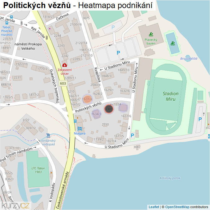 Mapa Politických vězňů - Firmy v ulici.