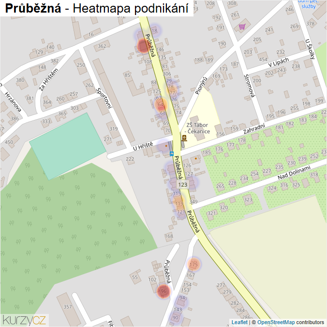 Mapa Průběžná - Firmy v ulici.