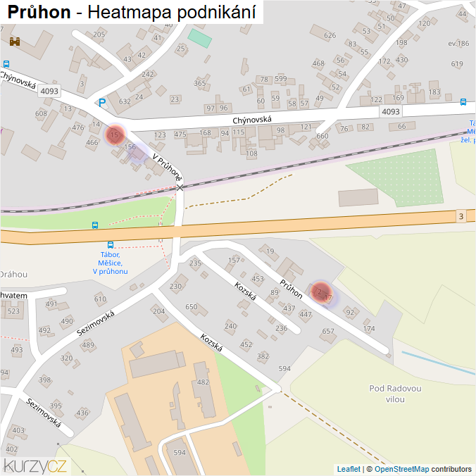 Mapa Průhon - Firmy v ulici.