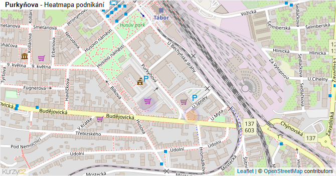 Purkyňova - mapa podnikání