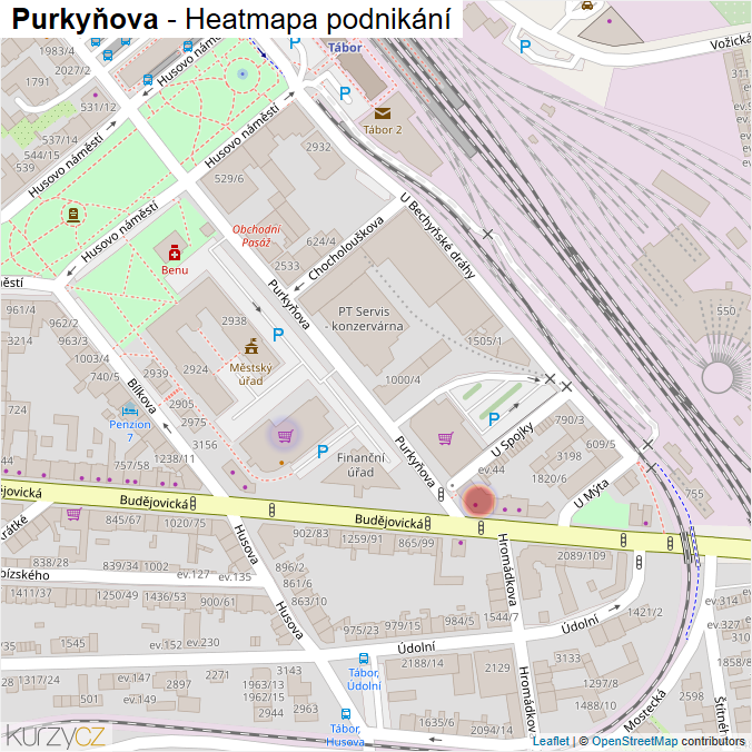 Mapa Purkyňova - Firmy v ulici.