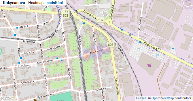 Rokycanova - mapa podnikání