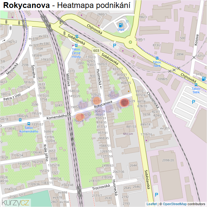 Mapa Rokycanova - Firmy v ulici.