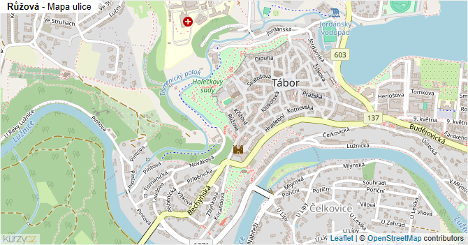 Růžová - mapa ulice