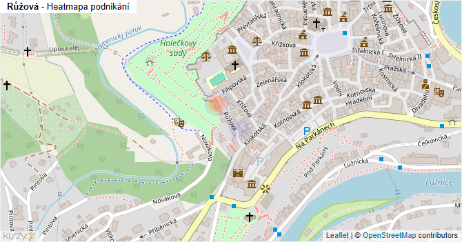 Růžová - mapa podnikání