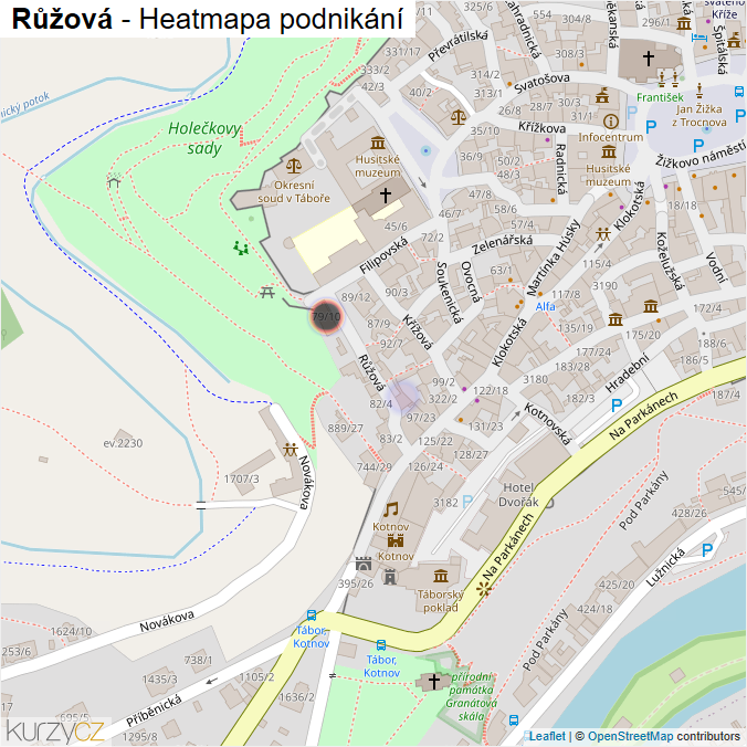 Mapa Růžová - Firmy v ulici.