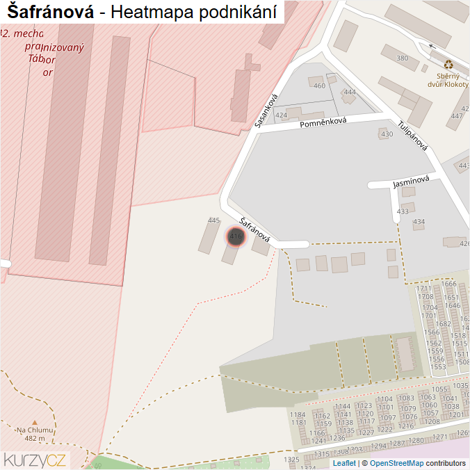 Mapa Šafránová - Firmy v ulici.
