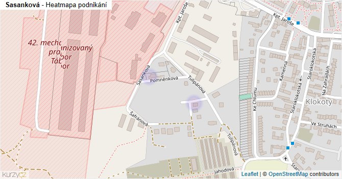 Sasanková - mapa podnikání