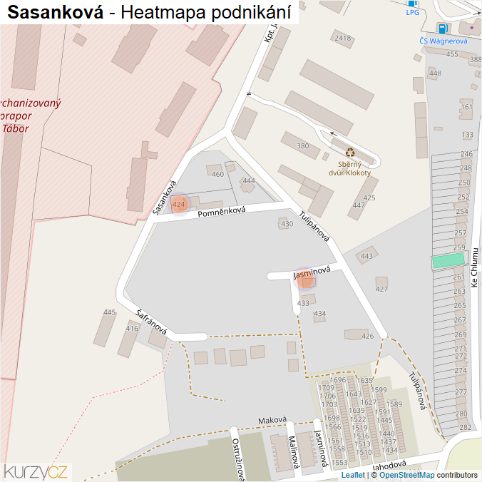 Mapa Sasanková - Firmy v ulici.