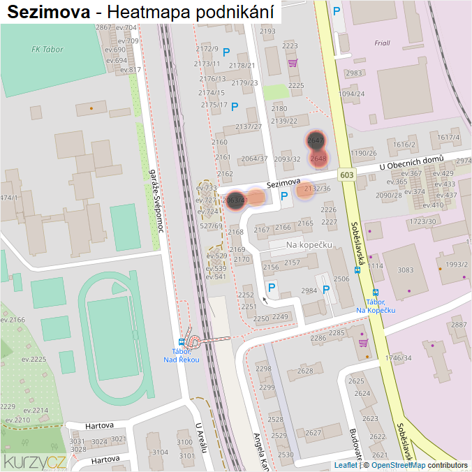 Mapa Sezimova - Firmy v ulici.