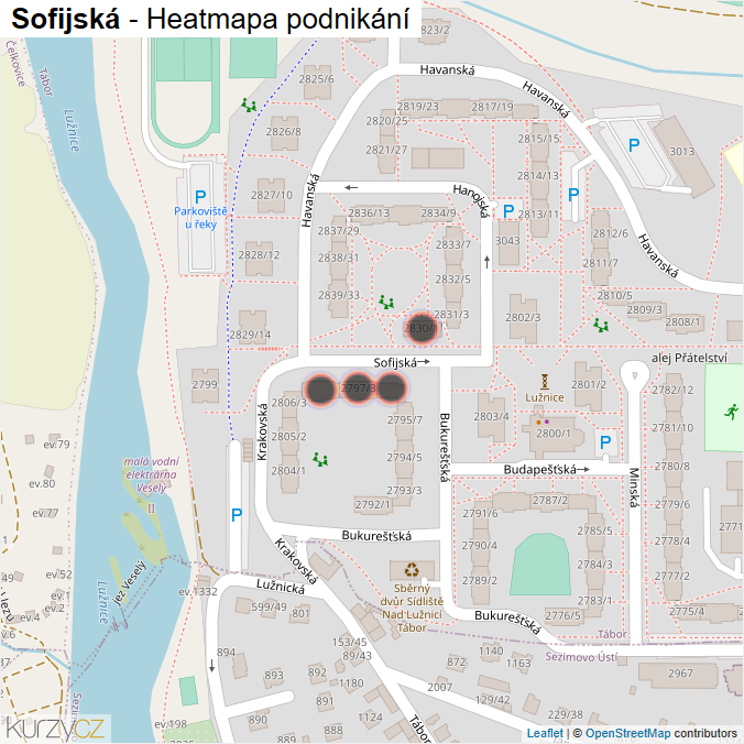Mapa Sofijská - Firmy v ulici.