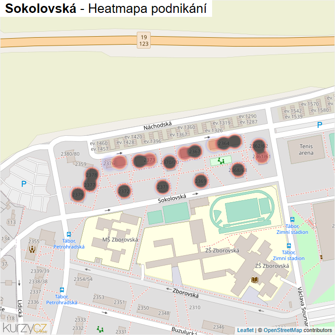 Mapa Sokolovská - Firmy v ulici.