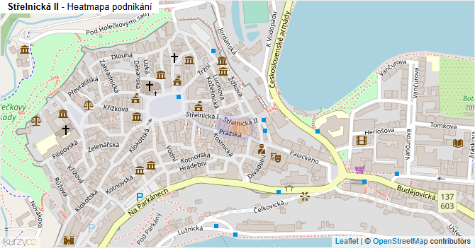 Střelnická II - mapa podnikání