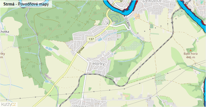Strmá - záplavové mapy stoleté vody