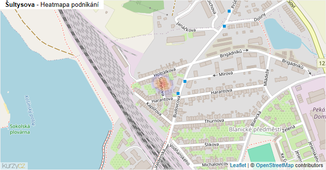 Šultysova - mapa podnikání