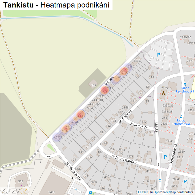 Mapa Tankistů - Firmy v ulici.