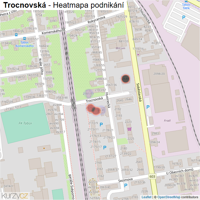 Mapa Trocnovská - Firmy v ulici.