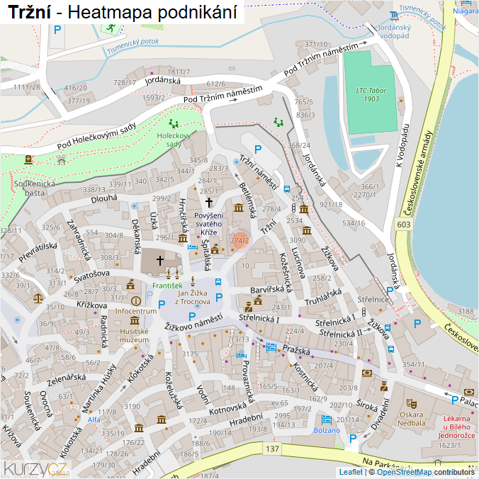 Mapa Tržní - Firmy v ulici.