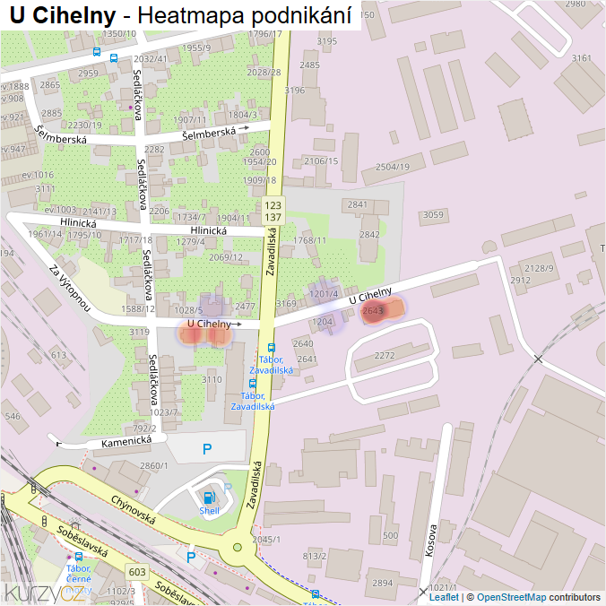 Mapa U Cihelny - Firmy v ulici.