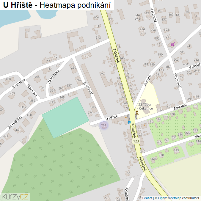 Mapa U Hřiště - Firmy v ulici.