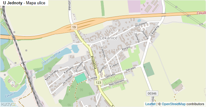 U Jednoty - mapa ulice