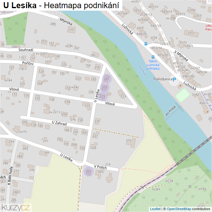 Mapa U Lesíka - Firmy v ulici.
