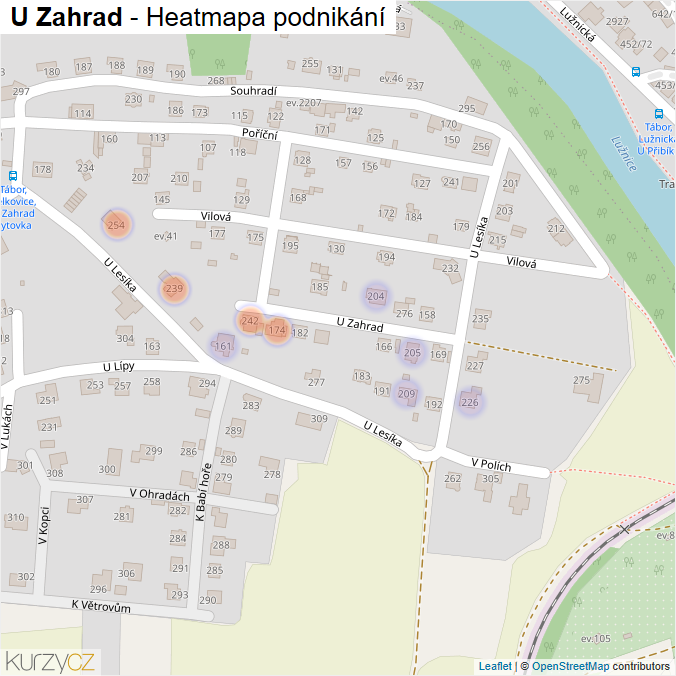 Mapa U Zahrad - Firmy v ulici.