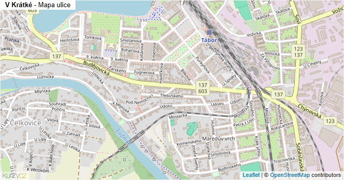 V Krátké - mapa ulice