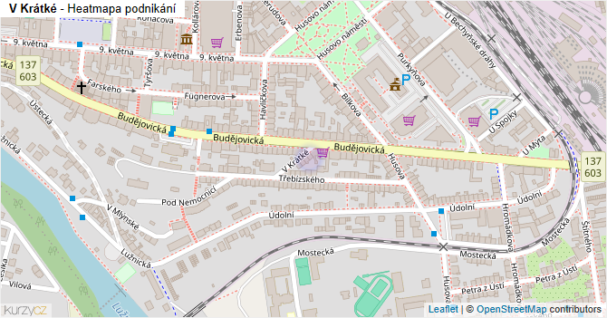 V Krátké - mapa podnikání