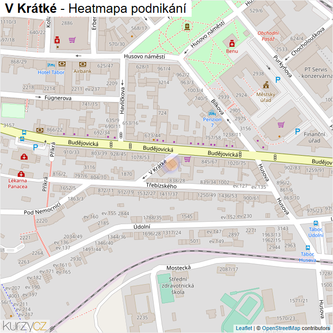 Mapa V Krátké - Firmy v ulici.