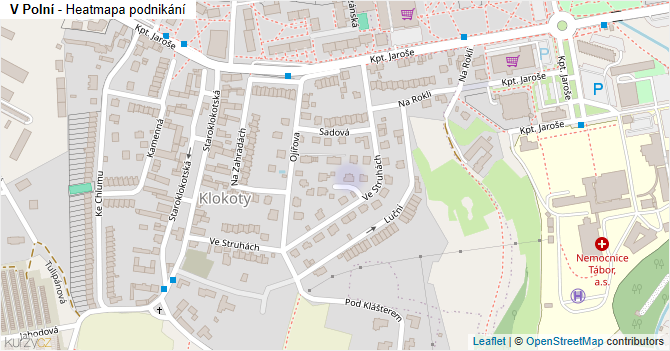 V Polní - mapa podnikání