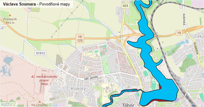Václava Soumara - záplavové mapy stoleté vody