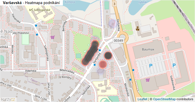 Varšavská - mapa podnikání