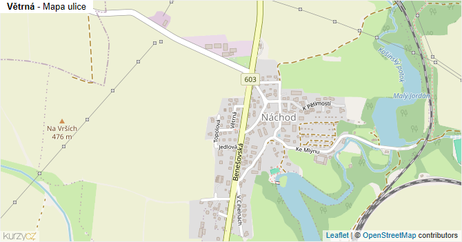 Větrná - mapa ulice
