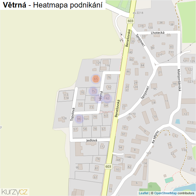 Mapa Větrná - Firmy v ulici.