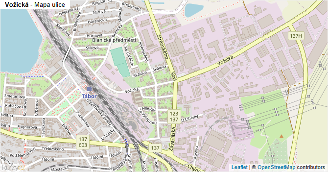 Vožická - mapa ulice