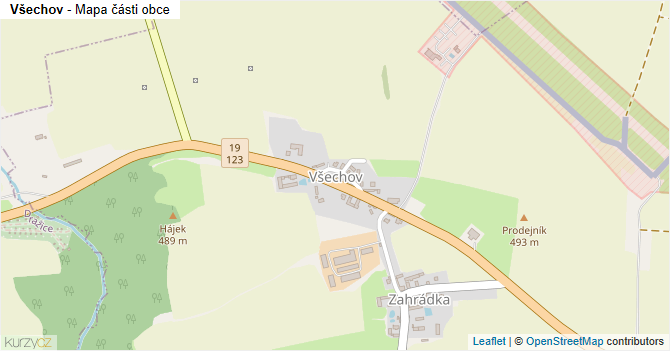 Všechov - mapa části obce