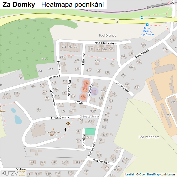 Mapa Za Domky - Firmy v ulici.
