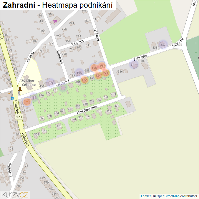 Mapa Zahradní - Firmy v ulici.