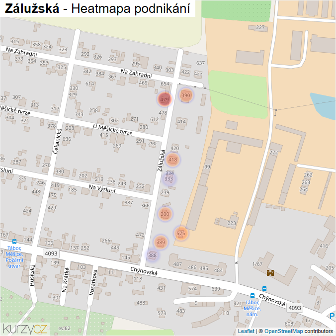 Mapa Zálužská - Firmy v ulici.