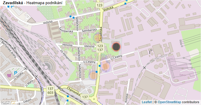 Zavadilská - mapa podnikání