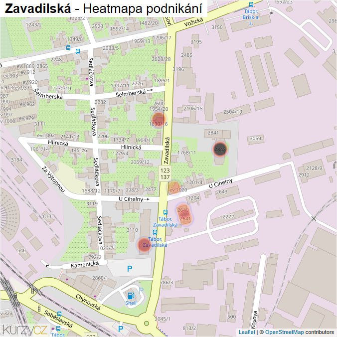 Mapa Zavadilská - Firmy v ulici.