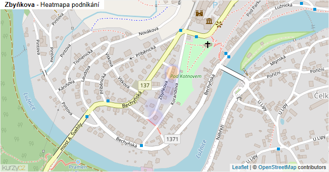 Zbyňkova - mapa podnikání