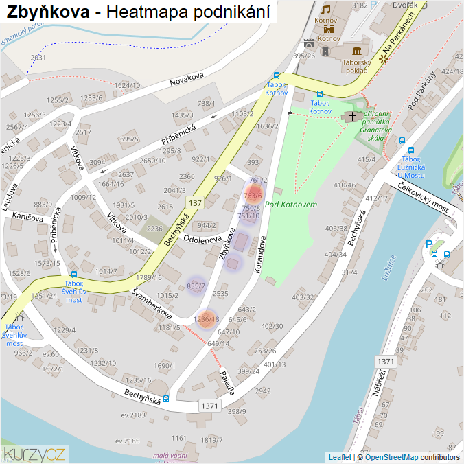 Mapa Zbyňkova - Firmy v ulici.