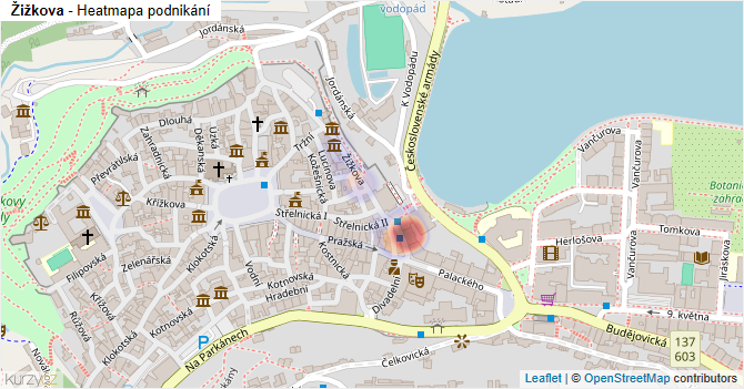 Žižkova - mapa podnikání