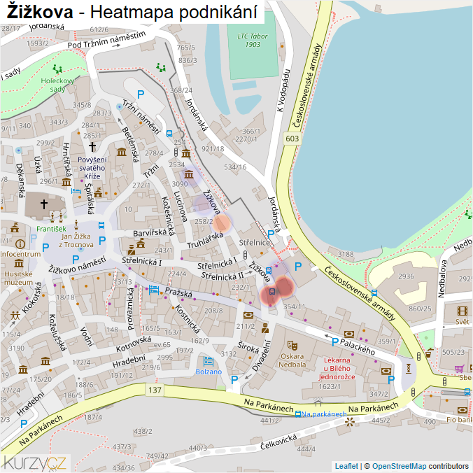 Mapa Žižkova - Firmy v ulici.